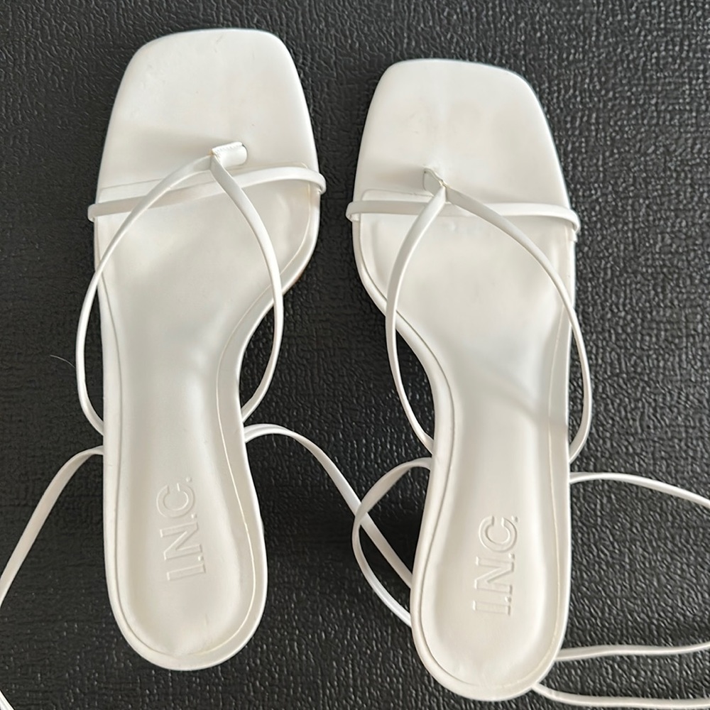 INC white strappy heel